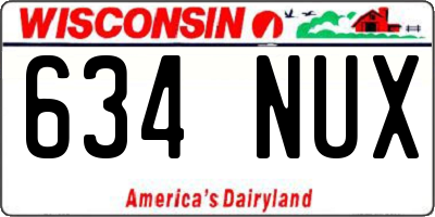 WI license plate 634NUX