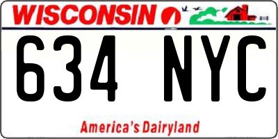 WI license plate 634NYC