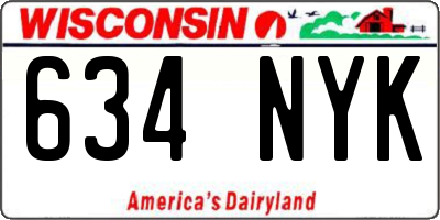 WI license plate 634NYK