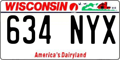 WI license plate 634NYX