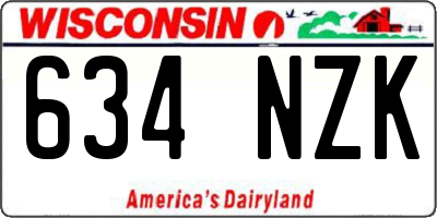 WI license plate 634NZK