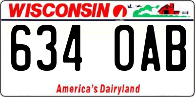 WI license plate 634OAB