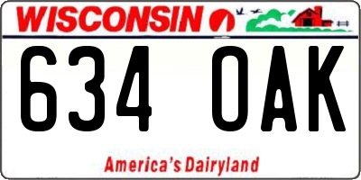 WI license plate 634OAK