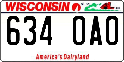 WI license plate 634OAO