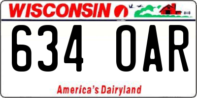 WI license plate 634OAR