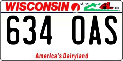 WI license plate 634OAS