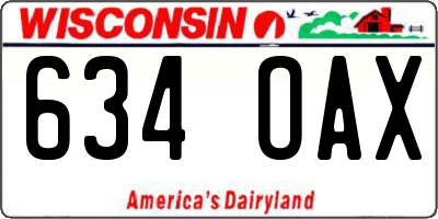 WI license plate 634OAX