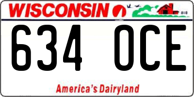 WI license plate 634OCE