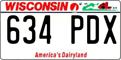 WI license plate 634PDX