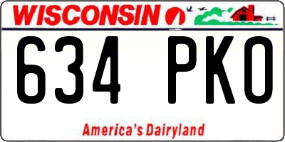 WI license plate 634PKO