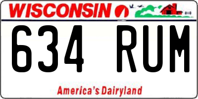 WI license plate 634RUM