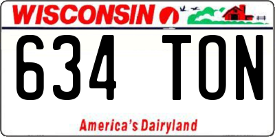 WI license plate 634TON
