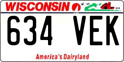WI license plate 634VEK