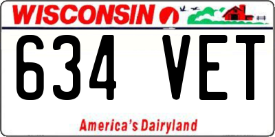 WI license plate 634VET