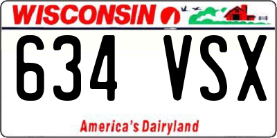 WI license plate 634VSX