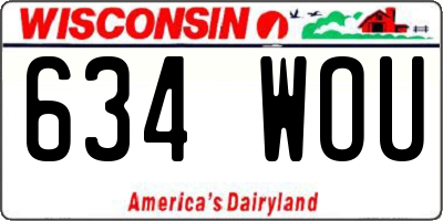 WI license plate 634WOU