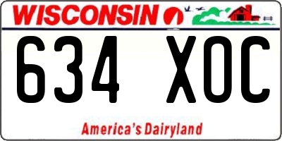 WI license plate 634XOC
