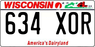 WI license plate 634XOR