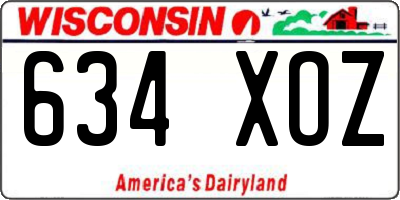 WI license plate 634XOZ