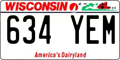 WI license plate 634YEM