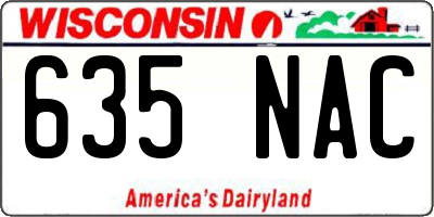 WI license plate 635NAC