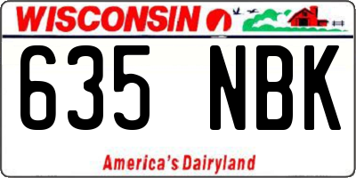WI license plate 635NBK
