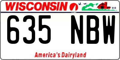 WI license plate 635NBW