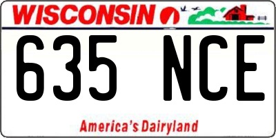 WI license plate 635NCE