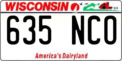 WI license plate 635NCO