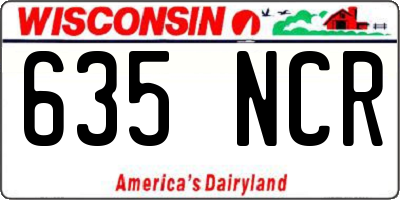 WI license plate 635NCR