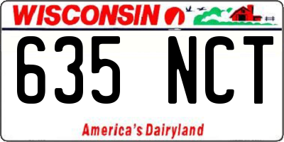WI license plate 635NCT