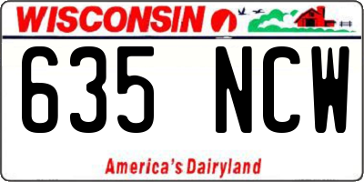 WI license plate 635NCW