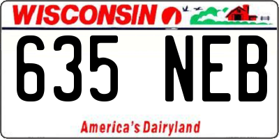 WI license plate 635NEB