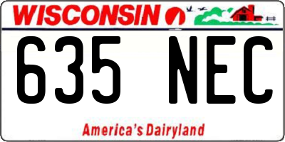 WI license plate 635NEC