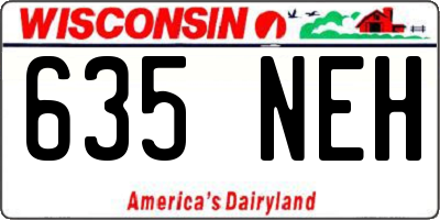 WI license plate 635NEH