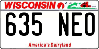 WI license plate 635NEO