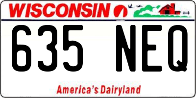 WI license plate 635NEQ