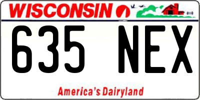 WI license plate 635NEX