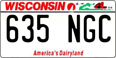 WI license plate 635NGC