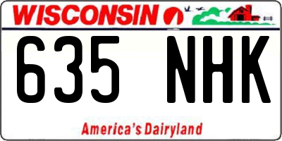 WI license plate 635NHK