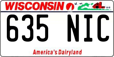 WI license plate 635NIC