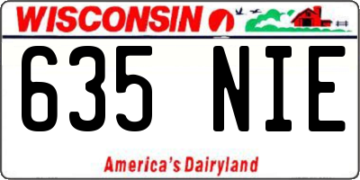 WI license plate 635NIE