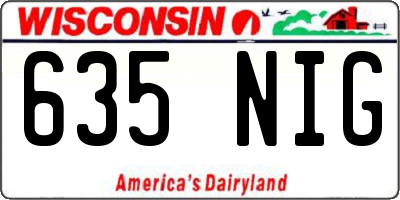 WI license plate 635NIG