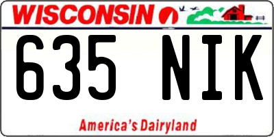 WI license plate 635NIK