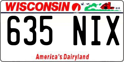 WI license plate 635NIX