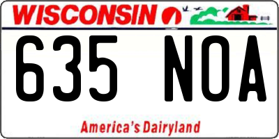 WI license plate 635NOA