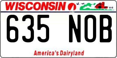 WI license plate 635NOB