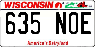 WI license plate 635NOE