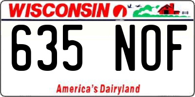 WI license plate 635NOF