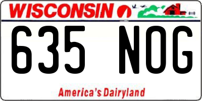 WI license plate 635NOG